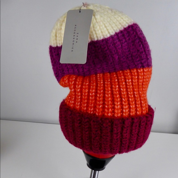 Zara Cable Knit Heavy Scarf w/ Striped Beanie Hat - Picture 7 of 7